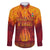Azerbaijan Land of Fire Family Matching Off The Shoulder Long Sleeve Dress and Hawaiian Shirt with Flame Towers and Baku Design