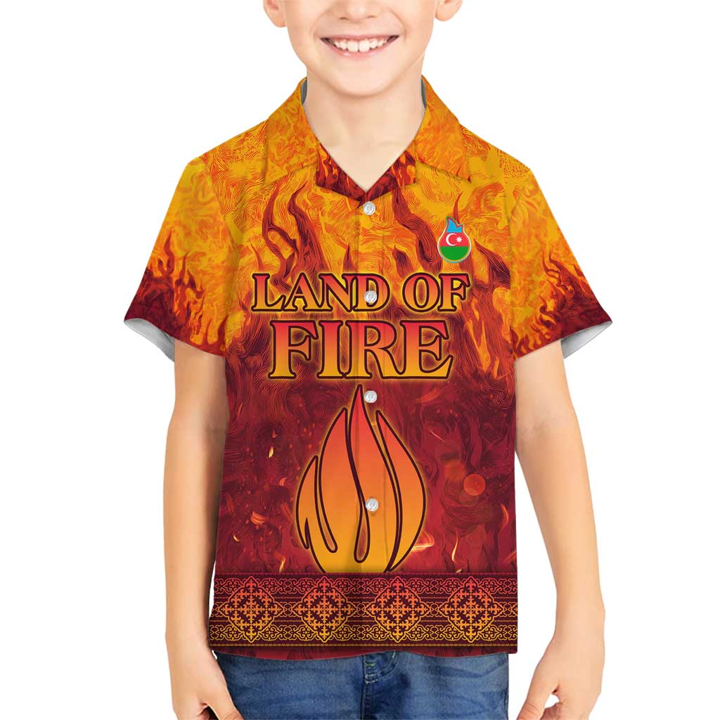 Azerbaijan Land of Fire Family Matching Off Shoulder Maxi Dress and Hawaiian Shirt with Flame Towers and Baku Design