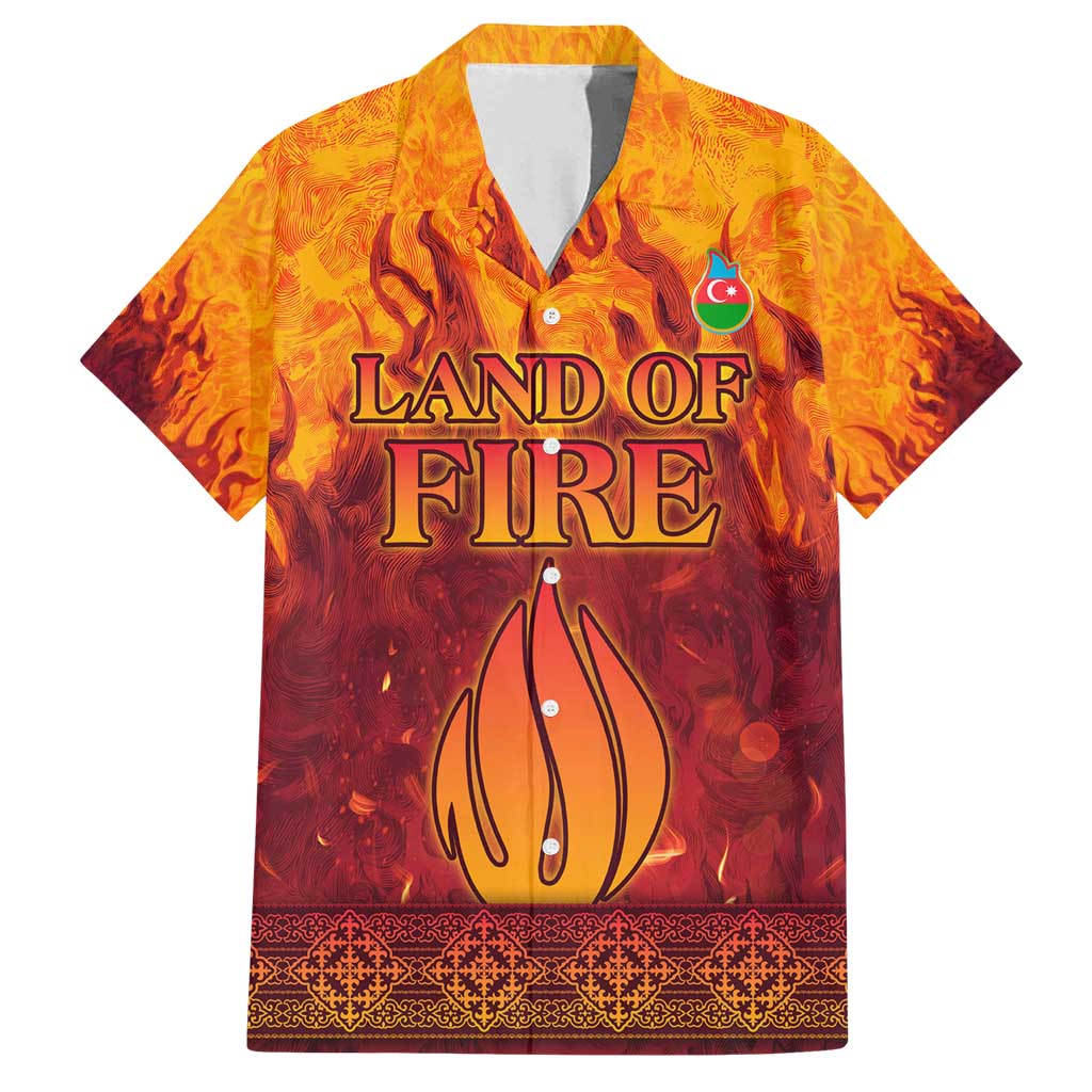 Azerbaijan Land of Fire Family Matching Off Shoulder Short Dress and Hawaiian Shirt with Flame Towers and Baku Design