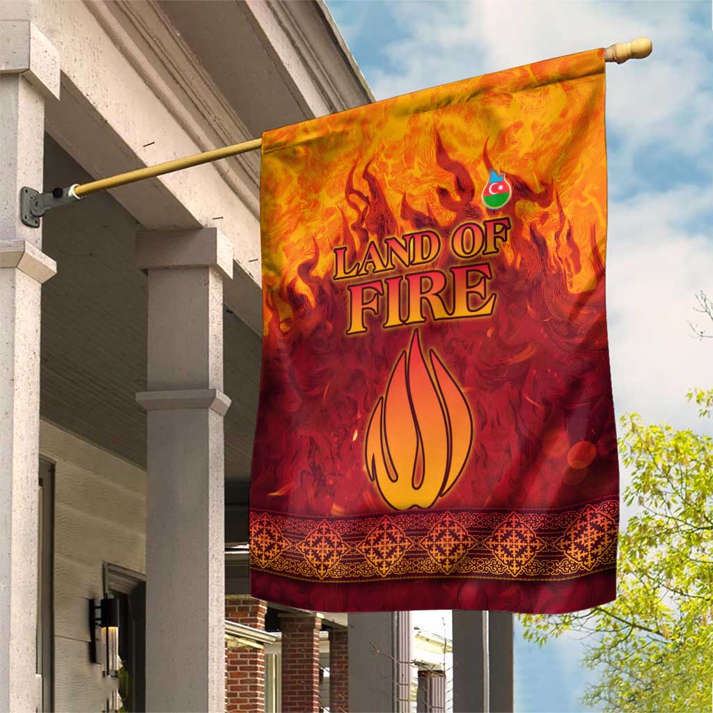 Azerbaijan Land of Fire Garden Flag with Flame Towers and Baku Design