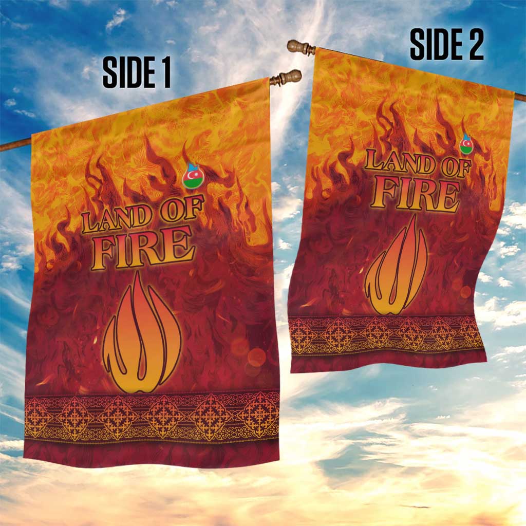 Azerbaijan Land of Fire Garden Flag with Flame Towers and Baku Design