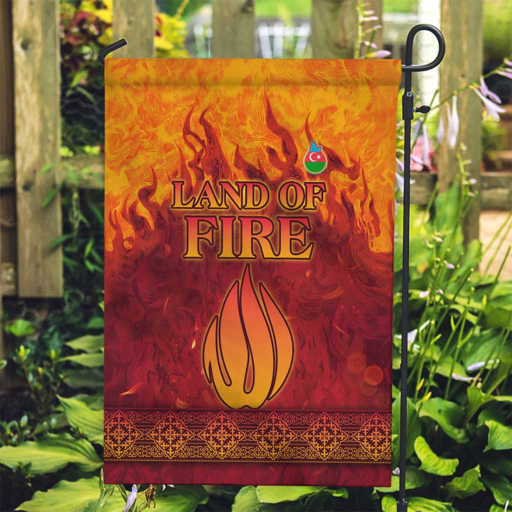 Azerbaijan Land of Fire Garden Flag with Flame Towers and Baku Design