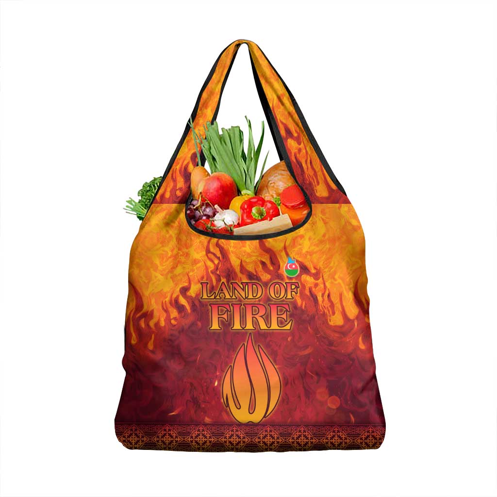 Azerbaijan Land of Fire Grocery Bag with Flame Towers and Baku Design