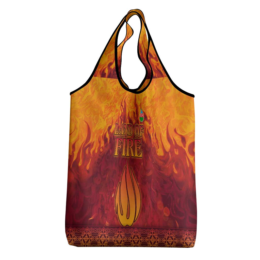 Azerbaijan Land of Fire Grocery Bag with Flame Towers and Baku Design