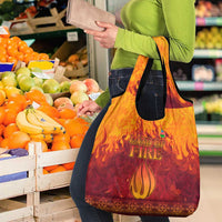 Azerbaijan Land of Fire Grocery Bag with Flame Towers and Baku Design
