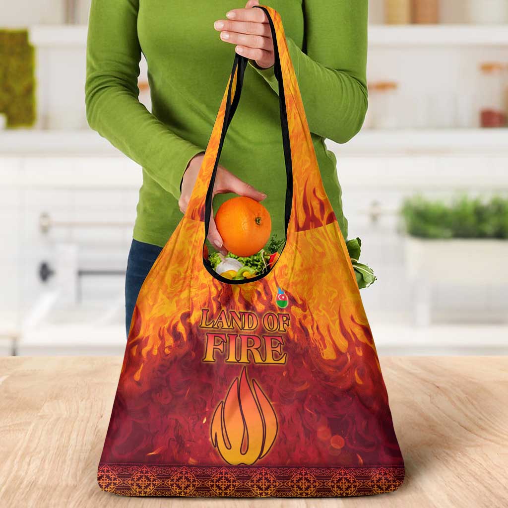 Azerbaijan Land of Fire Grocery Bag with Flame Towers and Baku Design