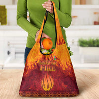 Azerbaijan Land of Fire Grocery Bag with Flame Towers and Baku Design