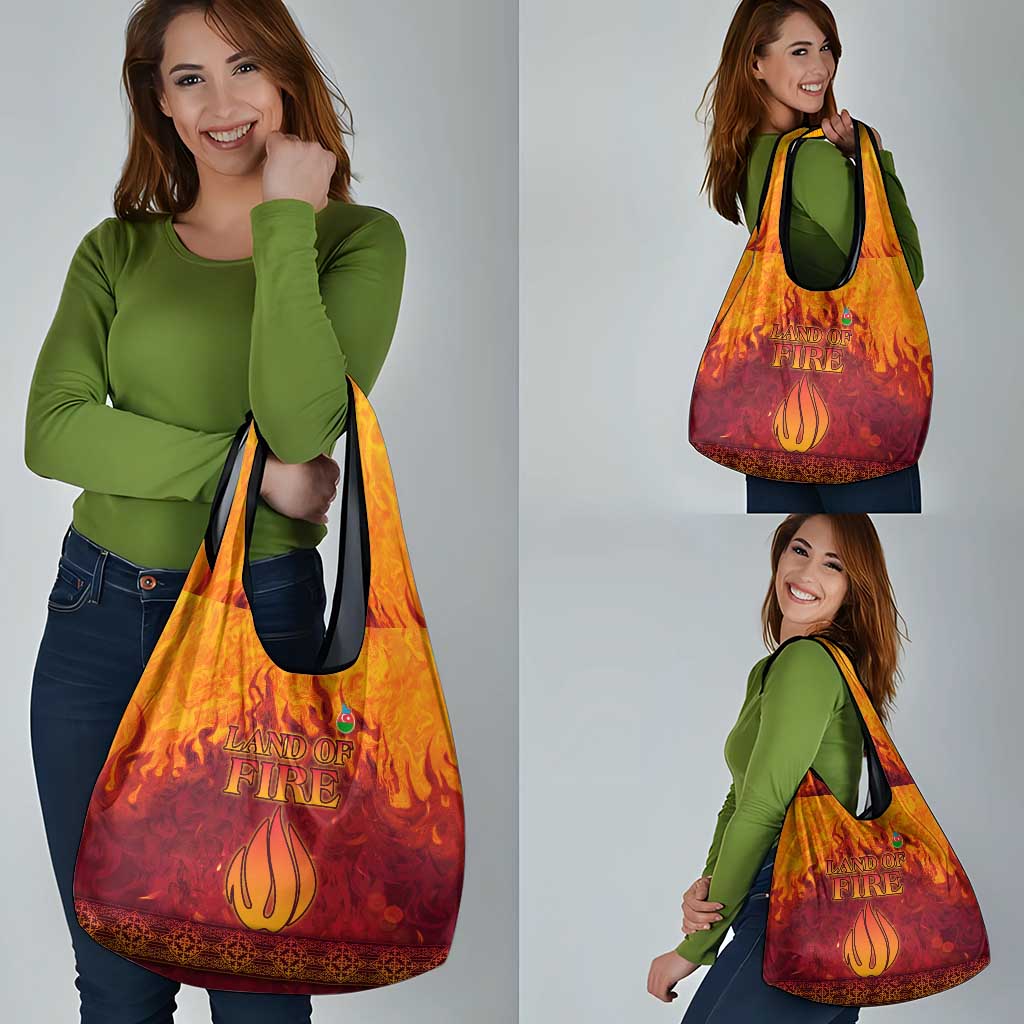 Azerbaijan Land of Fire Grocery Bag with Flame Towers and Baku Design