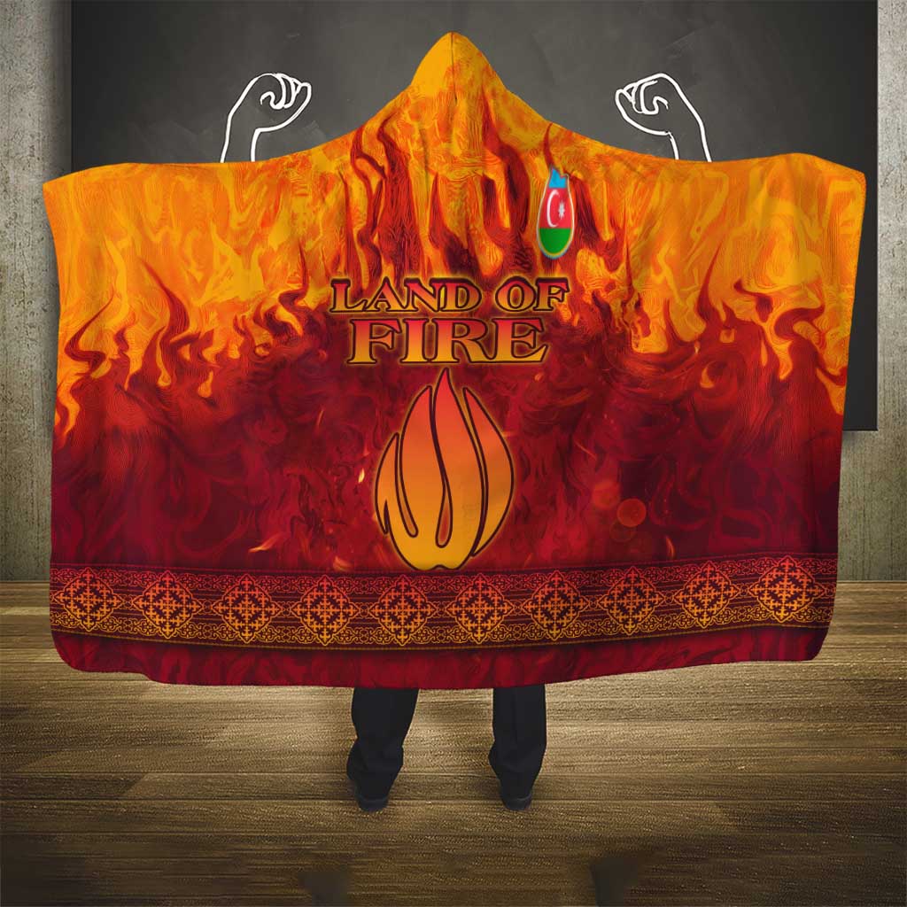 Azerbaijan Land of Fire Hooded Blanket with Flame Towers and Baku Design