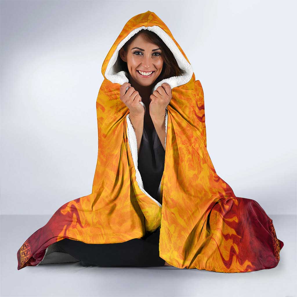 Azerbaijan Land of Fire Hooded Blanket with Flame Towers and Baku Design