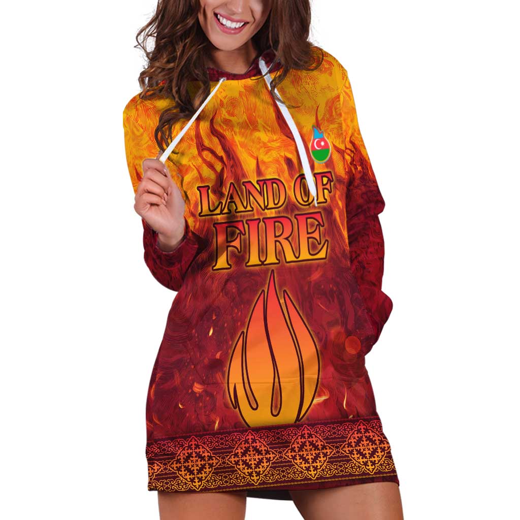 Azerbaijan Land of Fire Hoodie Dress with Flame Towers and Baku Design