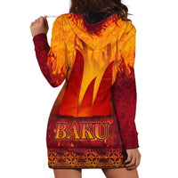 Azerbaijan Land of Fire Hoodie Dress with Flame Towers and Baku Design