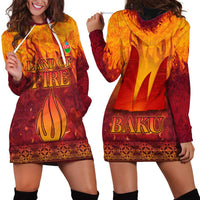 Azerbaijan Land of Fire Hoodie Dress with Flame Towers and Baku Design