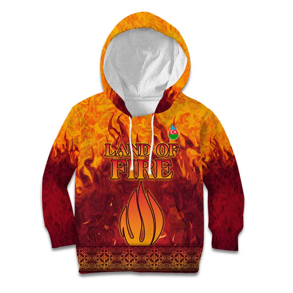 Azerbaijan Land of Fire Kid Hoodie with Flame Towers and Baku Design