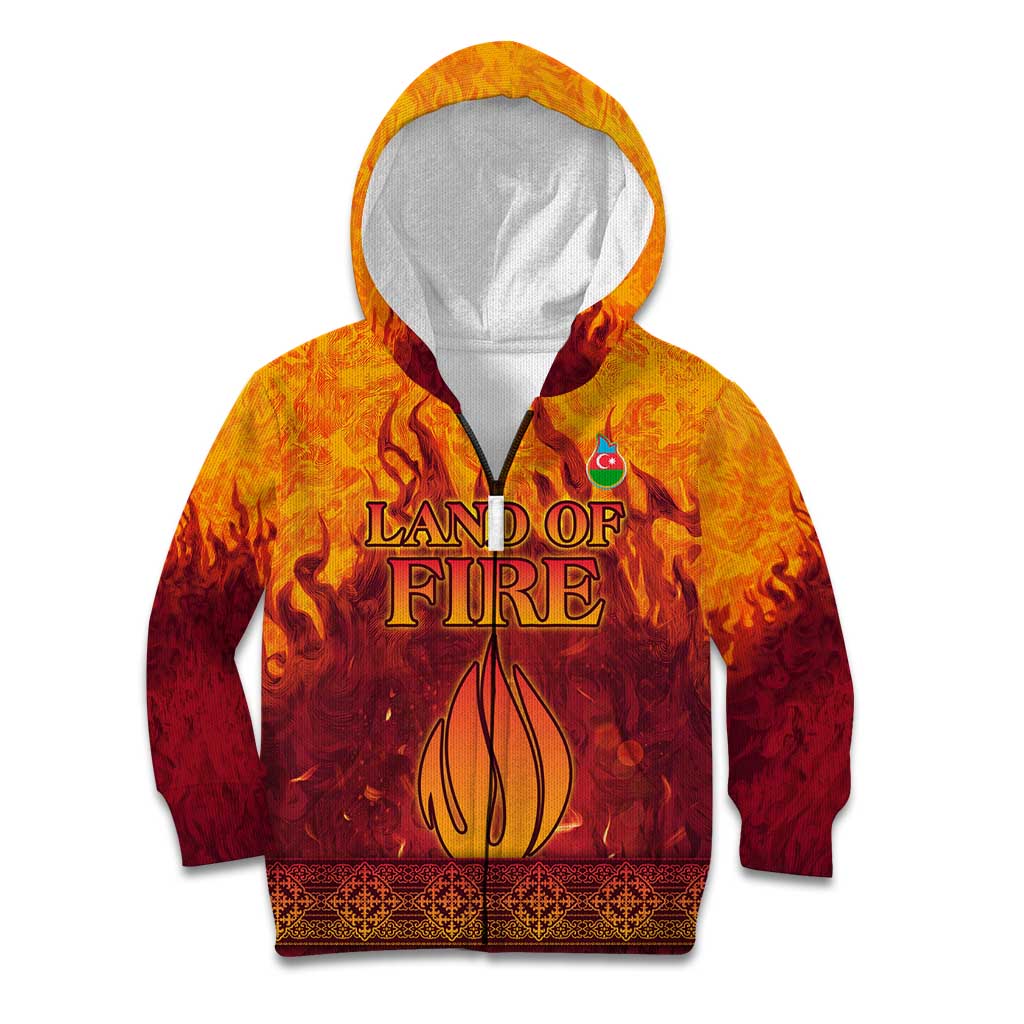 Azerbaijan Land of Fire Kid Hoodie with Flame Towers and Baku Design