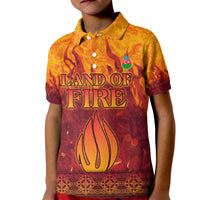 Azerbaijan Land of Fire Kid Polo Shirt with Flame Towers and Baku Design