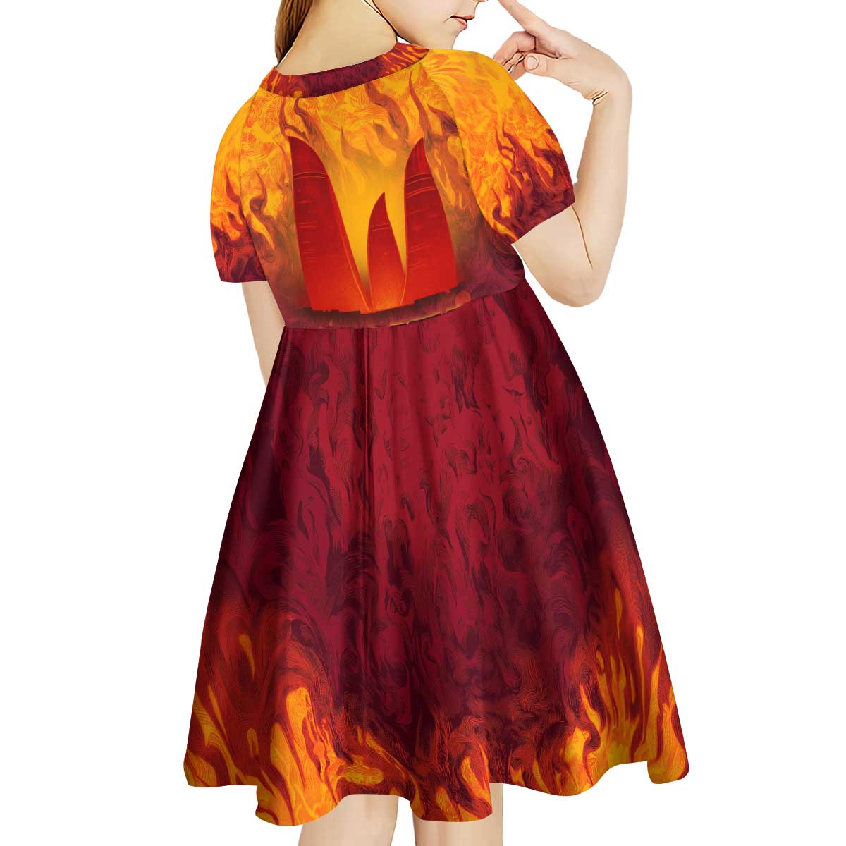 Azerbaijan Land of Fire Kid Short Sleeve Dress with Flame Towers and Baku Design