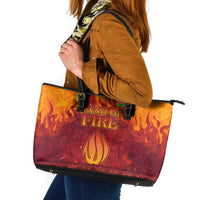 Azerbaijan Land of Fire Leather Tote Bag with Flame Towers and Baku Design