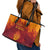Azerbaijan Land of Fire Leather Tote Bag with Flame Towers and Baku Design