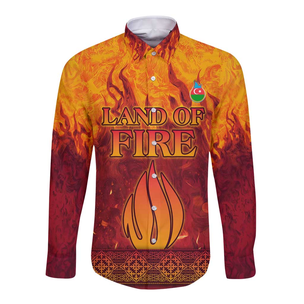 Azerbaijan Land of Fire Long Sleeve Button Shirt with Flame Towers and Baku Design