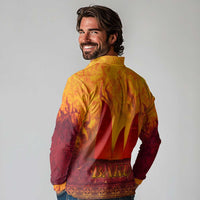 Azerbaijan Land of Fire Long Sleeve Polo Shirt with Flame Towers and Baku Design