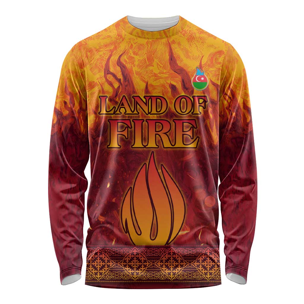 Azerbaijan Land of Fire Long Sleeve Shirt with Flame Towers and Baku Design