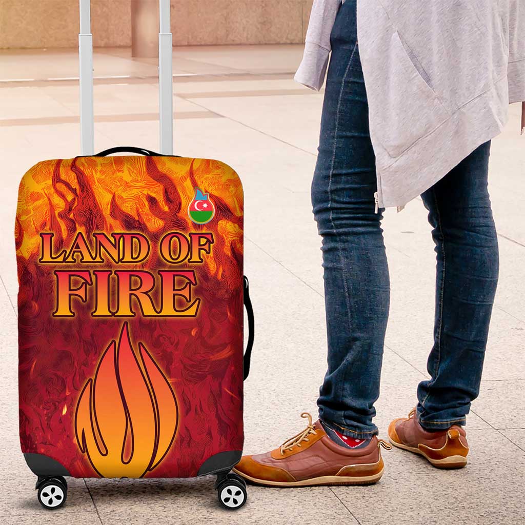 Azerbaijan Land of Fire Luggage Cover with Flame Towers and Baku Design