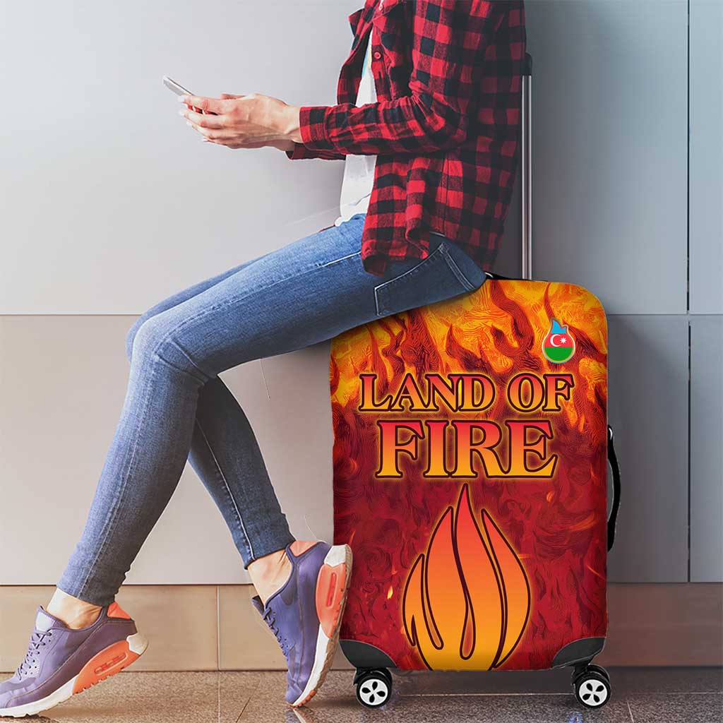 Azerbaijan Land of Fire Luggage Cover with Flame Towers and Baku Design