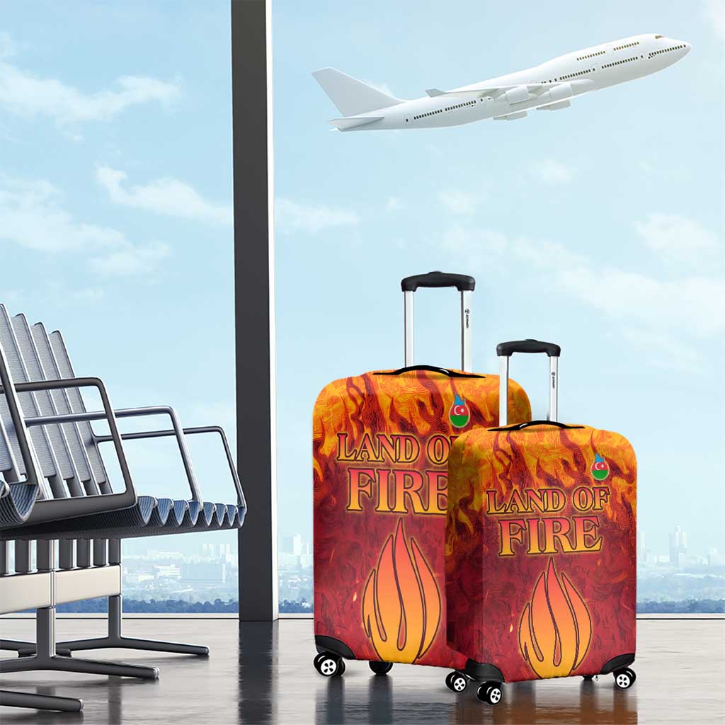 Azerbaijan Land of Fire Luggage Cover with Flame Towers and Baku Design