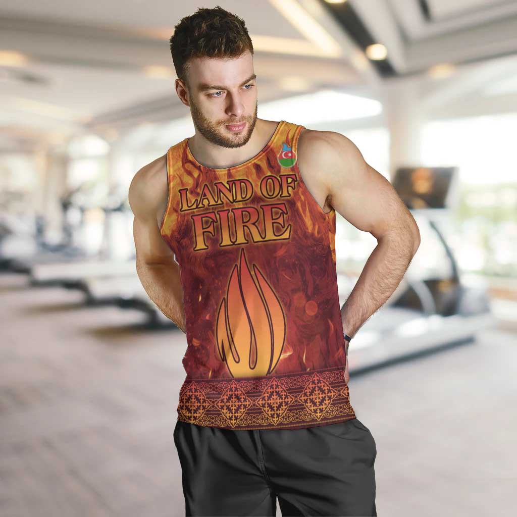 Azerbaijan Land of Fire Men Tank Top with Flame Towers and Baku Design