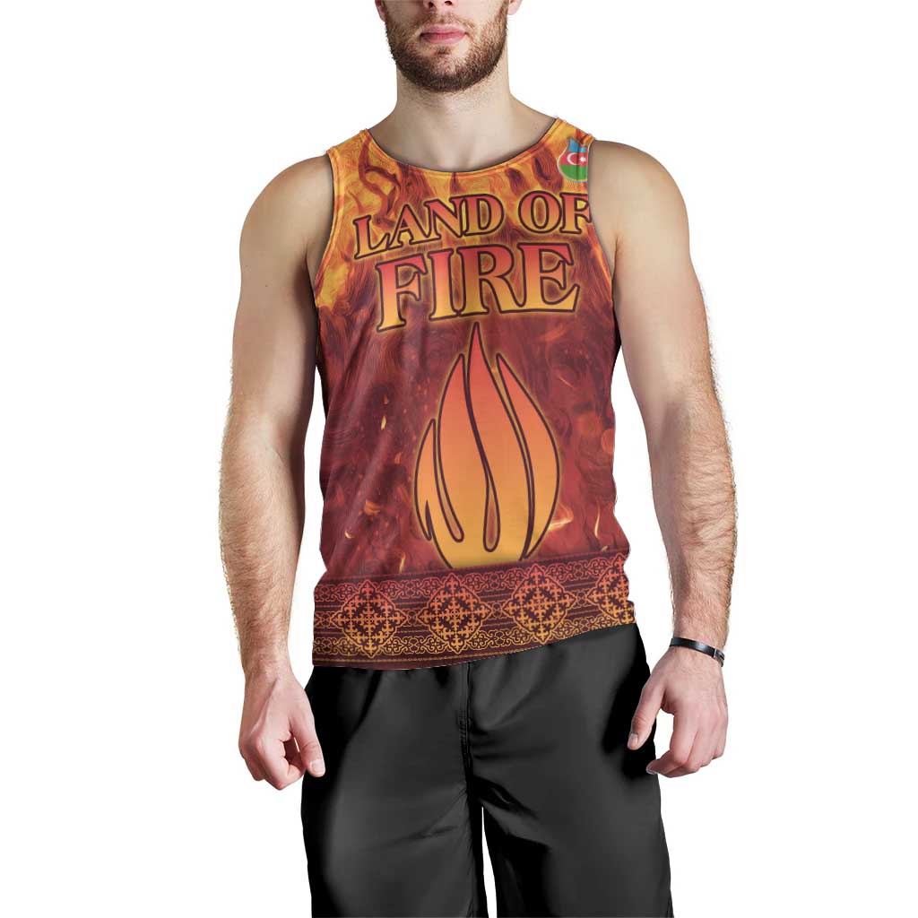 Azerbaijan Land of Fire Men Tank Top with Flame Towers and Baku Design