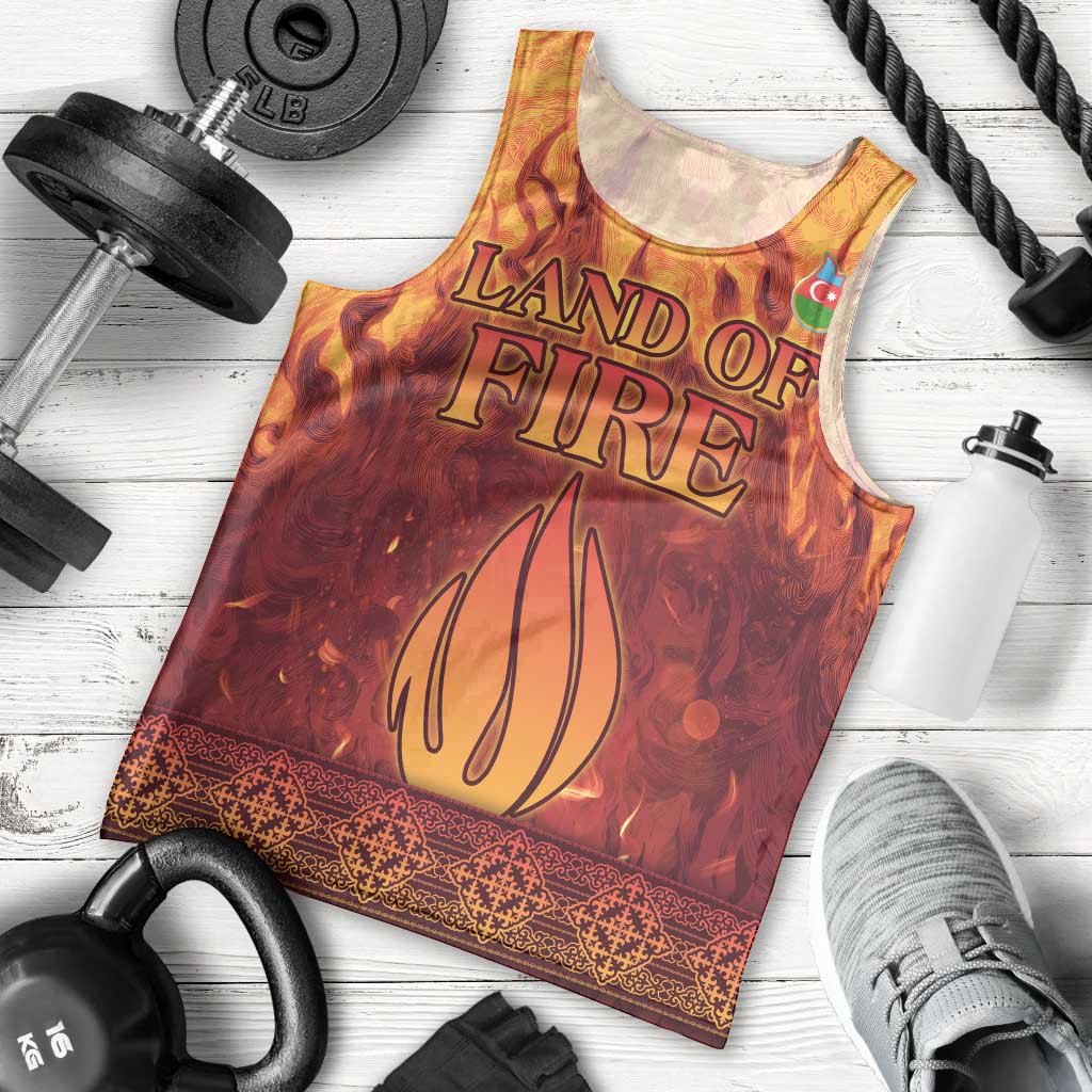 Azerbaijan Land of Fire Men Tank Top with Flame Towers and Baku Design