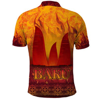 Azerbaijan Land of Fire Polo Shirt with Flame Towers and Baku Design