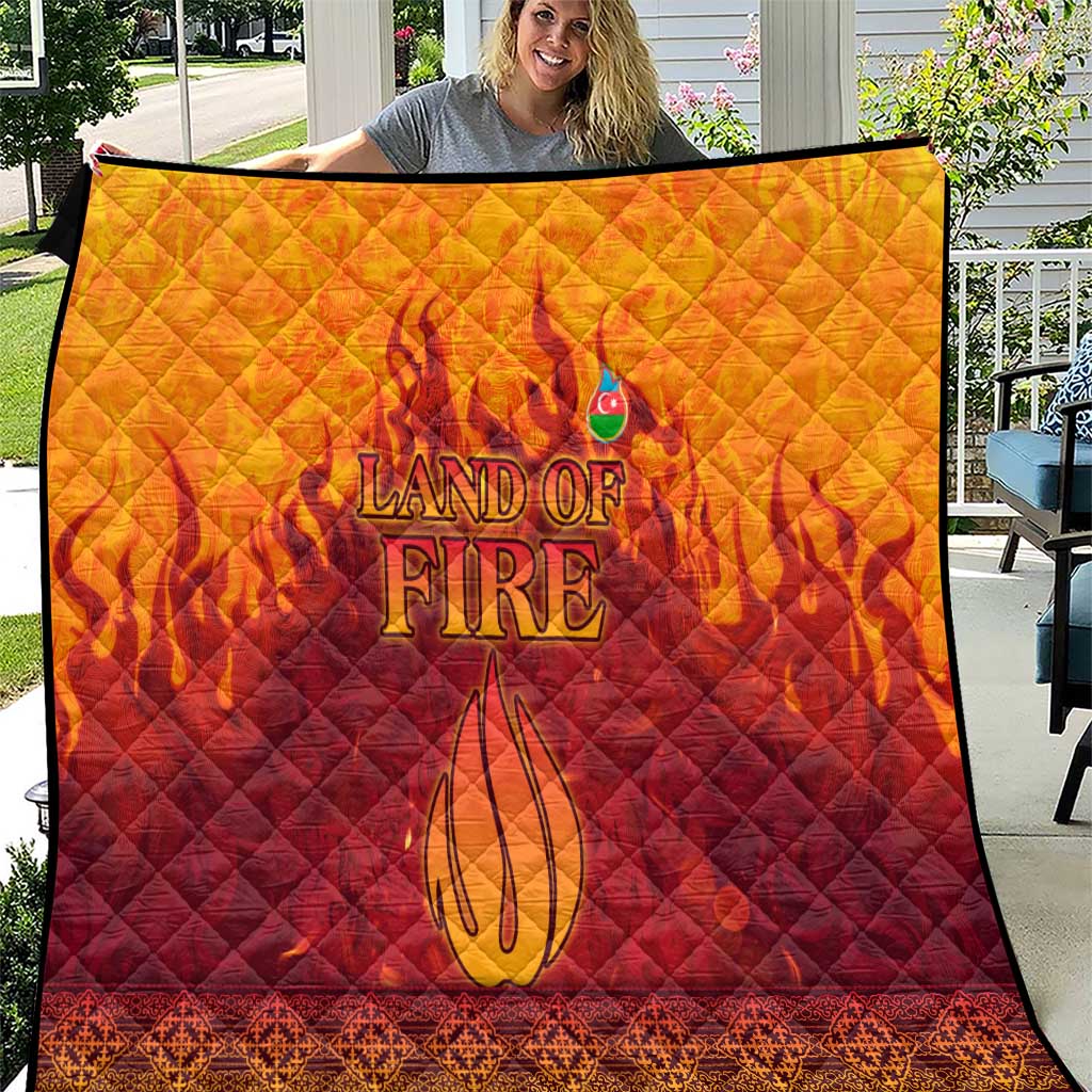Azerbaijan Land of Fire Quilt with Flame Towers and Baku Design