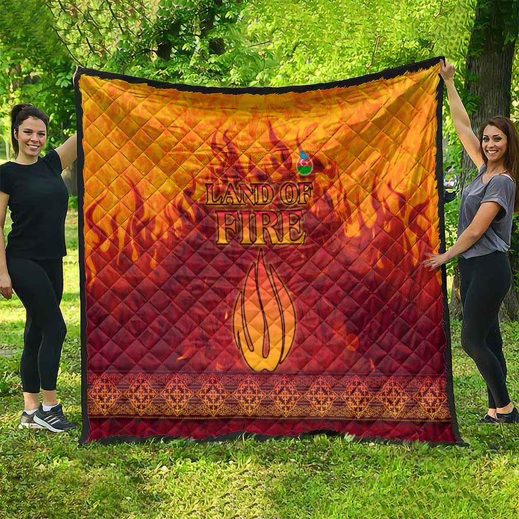 Azerbaijan Land of Fire Quilt with Flame Towers and Baku Design