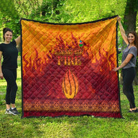 Azerbaijan Land of Fire Quilt with Flame Towers and Baku Design