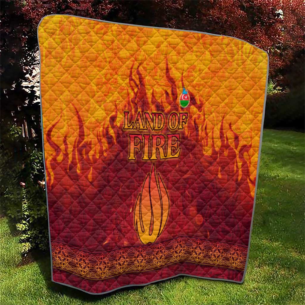Azerbaijan Land of Fire Quilt with Flame Towers and Baku Design