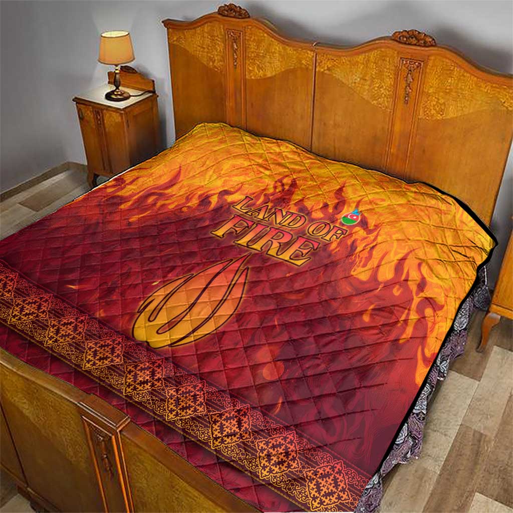 Azerbaijan Land of Fire Quilt with Flame Towers and Baku Design