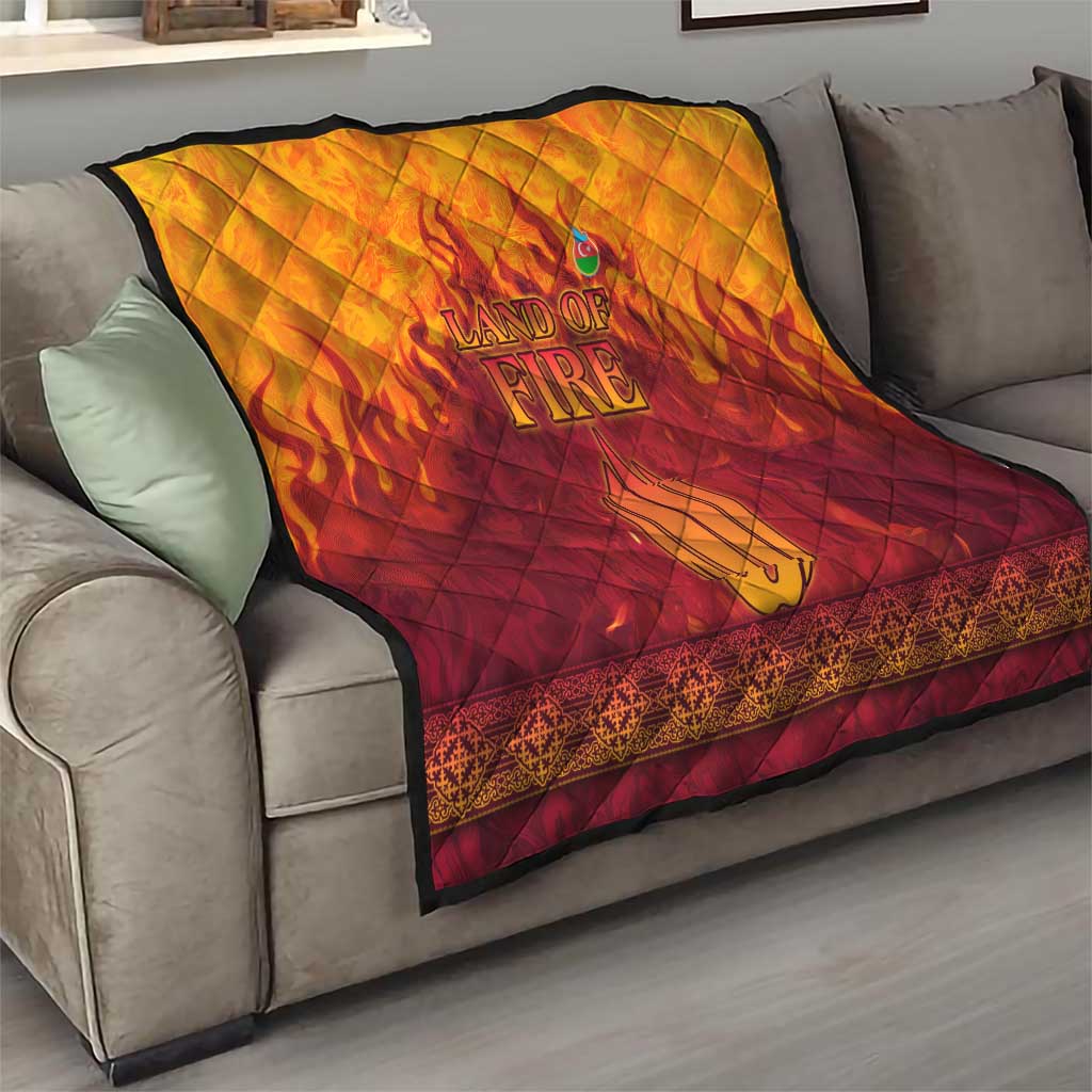 Azerbaijan Land of Fire Quilt with Flame Towers and Baku Design