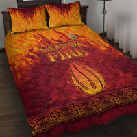 Azerbaijan Land of Fire Quilt Bed Set with Flame Towers and Baku Design