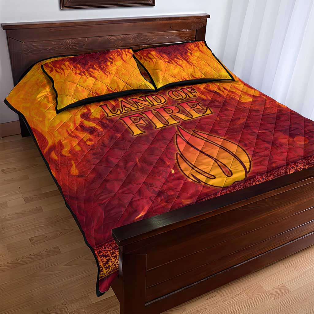 Azerbaijan Land of Fire Quilt Bed Set with Flame Towers and Baku Design