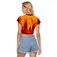 Azerbaijan Land of Fire Raglan Cropped T Shirt with Flame Towers and Baku Design