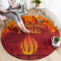 Azerbaijan Land of Fire Round Carpet with Flame Towers and Baku Design