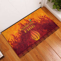 Azerbaijan Land of Fire Rubber Doormat with Flame Towers and Baku Design