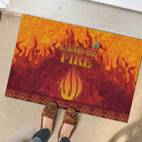 Azerbaijan Land of Fire Rubber Doormat with Flame Towers and Baku Design