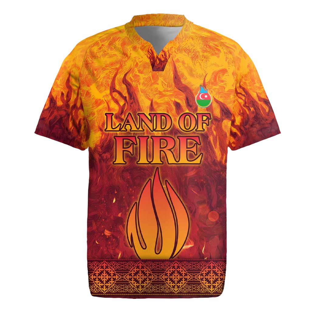 Azerbaijan Land of Fire Rugby Jersey with Flame Towers and Baku Design