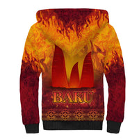 Azerbaijan Land of Fire Sherpa Hoodie with Flame Towers and Baku Design