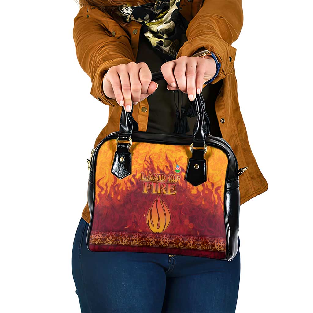 Azerbaijan Land of Fire Shoulder Handbag with Flame Towers and Baku Design