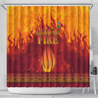 Azerbaijan Land of Fire Shower Curtain with Flame Towers and Baku Design