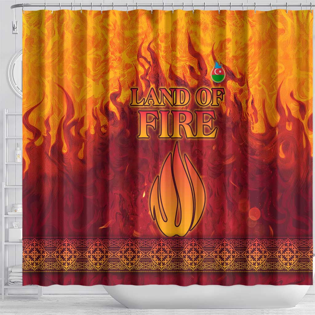 Azerbaijan Land of Fire Shower Curtain with Flame Towers and Baku Design